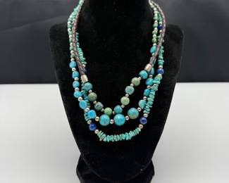 Turquoise & Sterling Silver Necklace Trio