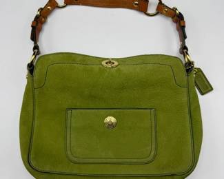 Coach Lime Green Leather Shoulder Bag