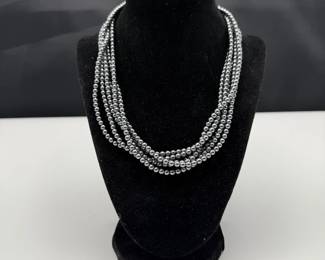 Judith Ripka Silver Multi-Strand Hematite Bead Necklace
