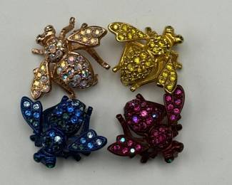 Joan Rivers Bee Pin Set – Multicolor Enamel & Rhinestone Pins