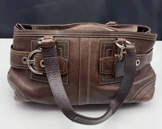 Coach Brown Buckle-Detail Leather Satche