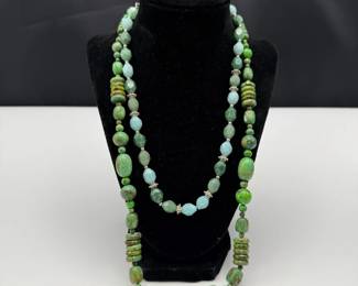 Two Beaded Gemstone Necklaces with Sterling Silver Accents
