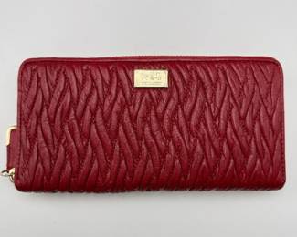Red Coach Signature Quilted Zip-Around Wallet