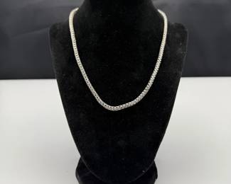 Sterling Silver Woven Chain Necklace (37) Grams 925 Sliver