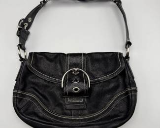 Coach Black Leather Buckle Shoulder Bag