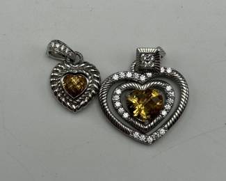 Judith Ripka Sterling Silver Heart Pendants (Set of Two)