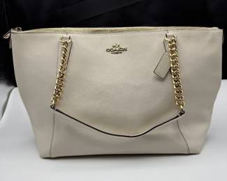 Coach Ivory Chain-Link Leather Tote