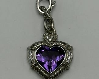 (2) Piece Judith Ripka Sterling Silver Heart Pendants