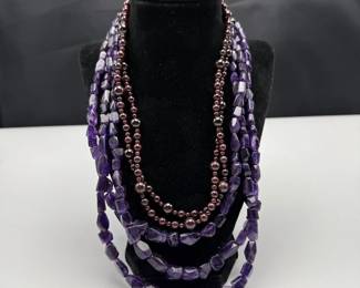 Amethyst & Garnet Sterling Silver Necklaces