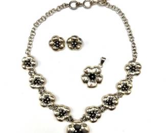 Sterling Silver Squash Blossom Jewelry Set
