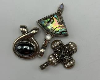 Trio of Sterling Silver Gemstone Pendants