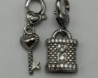 Judith Ripka Sterling Silver Key & Lock Charms