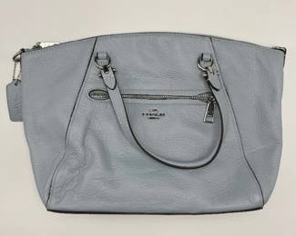 Coach Pebbled Leather Light Blue Tote