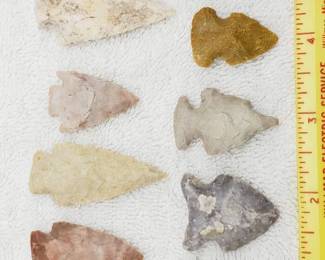 4 Well-Made Points, Corner Notch of Jasper & Flint from SW US & 4 Side-Notch Points of Jasper & Chert from Mexico