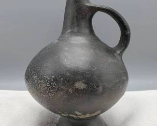 Pottery Handled Water Ewer, Reported to be Inca from Peru. Approx. 9.75 inches tall