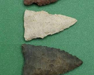 3 Dalton Spearpoints, Archaic, Approx. 2", Jasper Point-Hanna Point