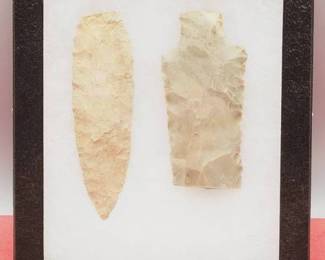 Large 4" Paleo Atlatl, Great Lakes & Broken Ceremonial Lance, Flint