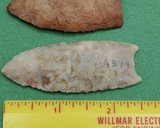 Unfluted Clovis, Jasper 2" & Fluted Clovis, Agate 2 3/8" (Beautiful Quality)