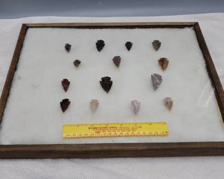 14 Quality Modern-Made Points--Reported as Indian-Made & Display Frame