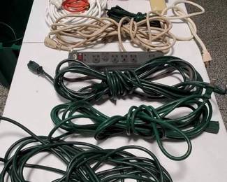 Tub of 8 Extension Cords & Large Brief Case with Ext. Handle & Wheels