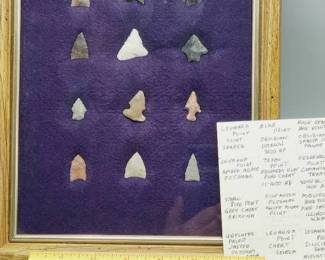 Frame of Varioius Bird Points with Provenence--High Quality Obsidian--See Note