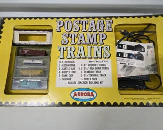 Aurora Postage Stamp Trains Set with Track Engines Cars Accessories