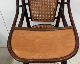 Bentwood Doll Highchair with Woven Cane Back and Wooden Tray