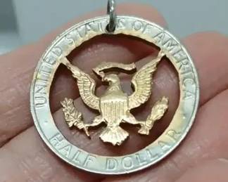 Handcrafted HalfDollar Eagle Cutout Pendant