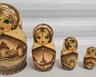 Set of Tallinn Nesting Dolls HandPainted Scenic Design