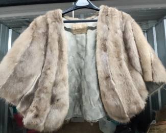 Vintage Blonde Fur Cape with Satin Lining