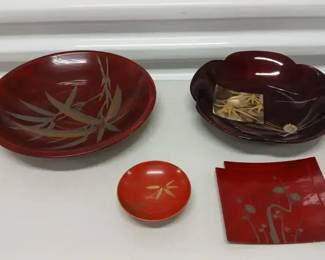 MCM Japanese Lacquerware Bowl Tray Collection