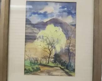 Watercolor Landscape Print Signed Huston