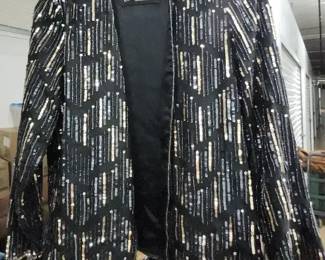 Vintage Beaded EveningDinner Jacket Black Gold Sequins