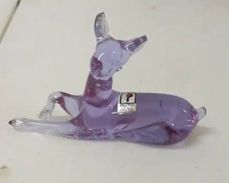 Pilgram Glass Reclining Deer Light Purple