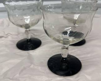 Three Black Footed Weston Champagne Coupes
