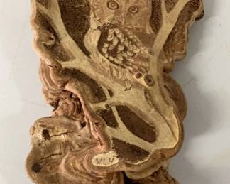 HandCarved Wooden Owl Art Rustic Natural Wood Sculpture