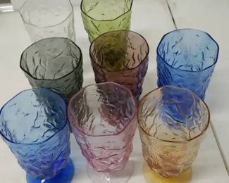 Assorted Color Seneca Glassware Set of 8 Textured Goblets