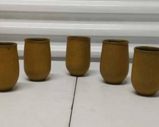 Set of 5 Stoneware Drinking Cups by B Van Nestrand