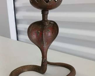 Mid Century Metal Brass Cobra Candle Holder