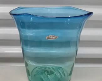 Blenko Big Sky Green Mountains Glass Bucket