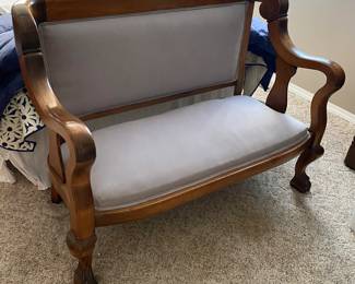 Beautiful QUALITY Reupholstered Antique Parlor/Deacons Bench