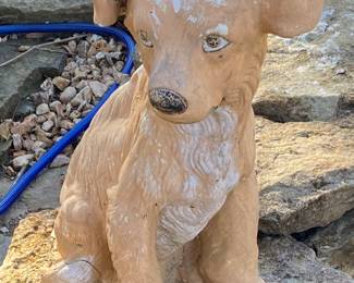 Vintage Painted Concrete pup dog.
