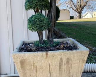 Super Nice Pair of 19" Concrete Planters, pictured 1 of 2