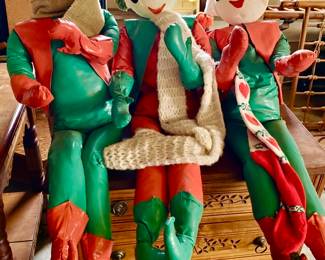 Vintage 60's 70's Christmas Department Store window/shelf display elves.