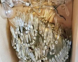 Vintage Ceiling light fixture with crystal lusters.