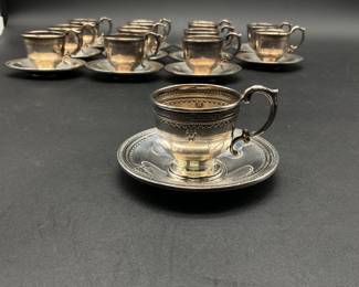 (12) Vintage Dominick & Haff Sterling Silver Demitasse Cups & Saucers