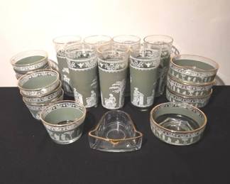 Vintage Jeannette Glassware In The Hellenic Green Pattern