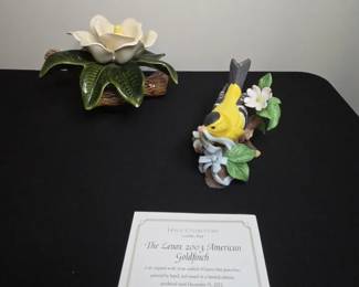 Vintage Janar Mallory Magnolia On Branch, 2003 Lenox Goldfinch