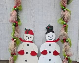 Handmade Christmas Decor Archway And Snowmen