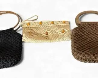 Vintage Bohemian Bag Lot3 Hand Crocheted Clutches Totes